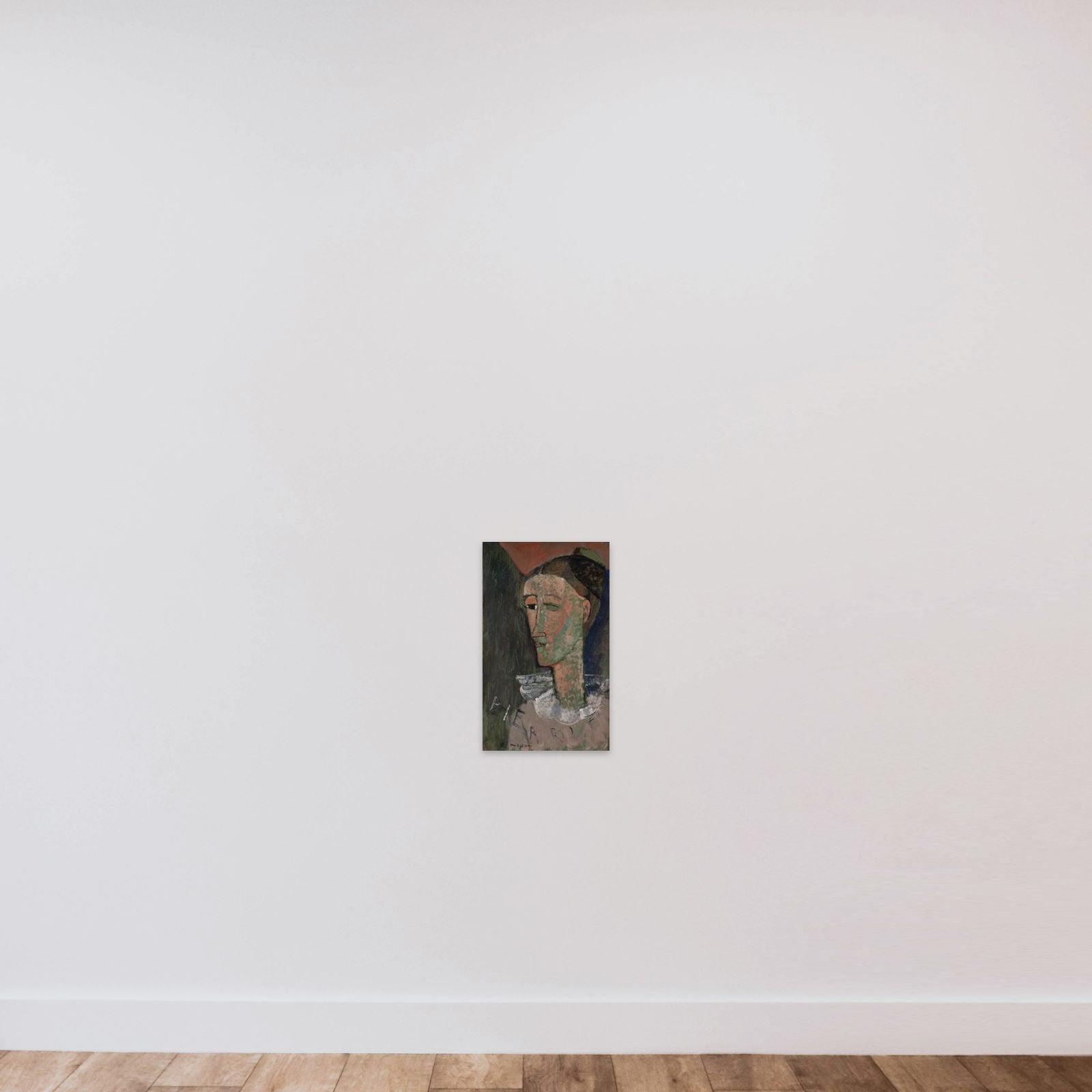 Selvportræt som Pierrot unframed — shown to scale