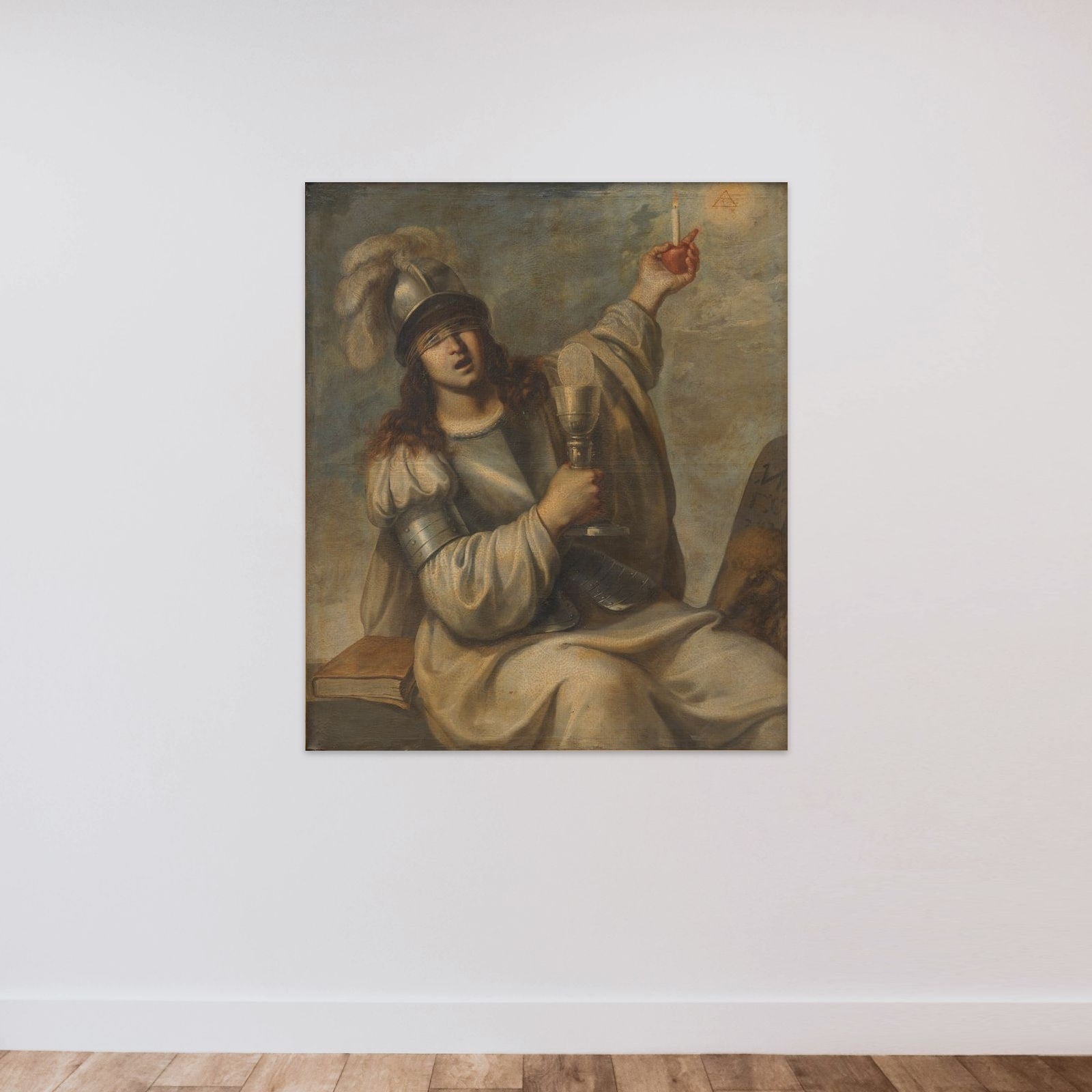 Troen. Allegorisk kvindefigur unframed — shown to scale