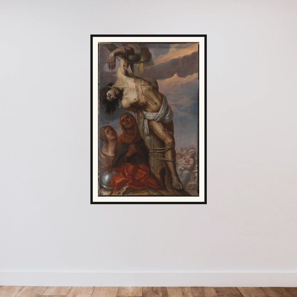 Skt. Sebastian framed — shown to scale