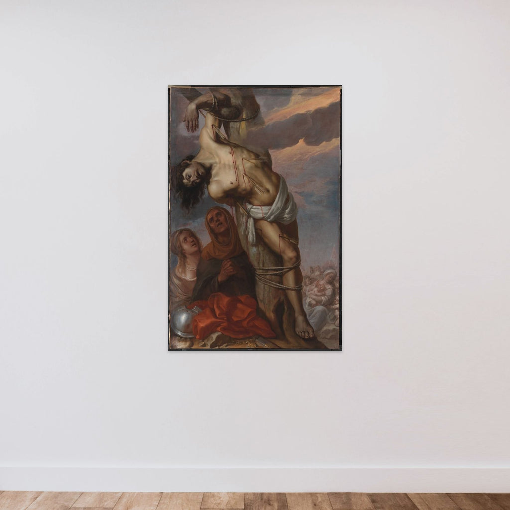 Skt. Sebastian unframed — shown to scale