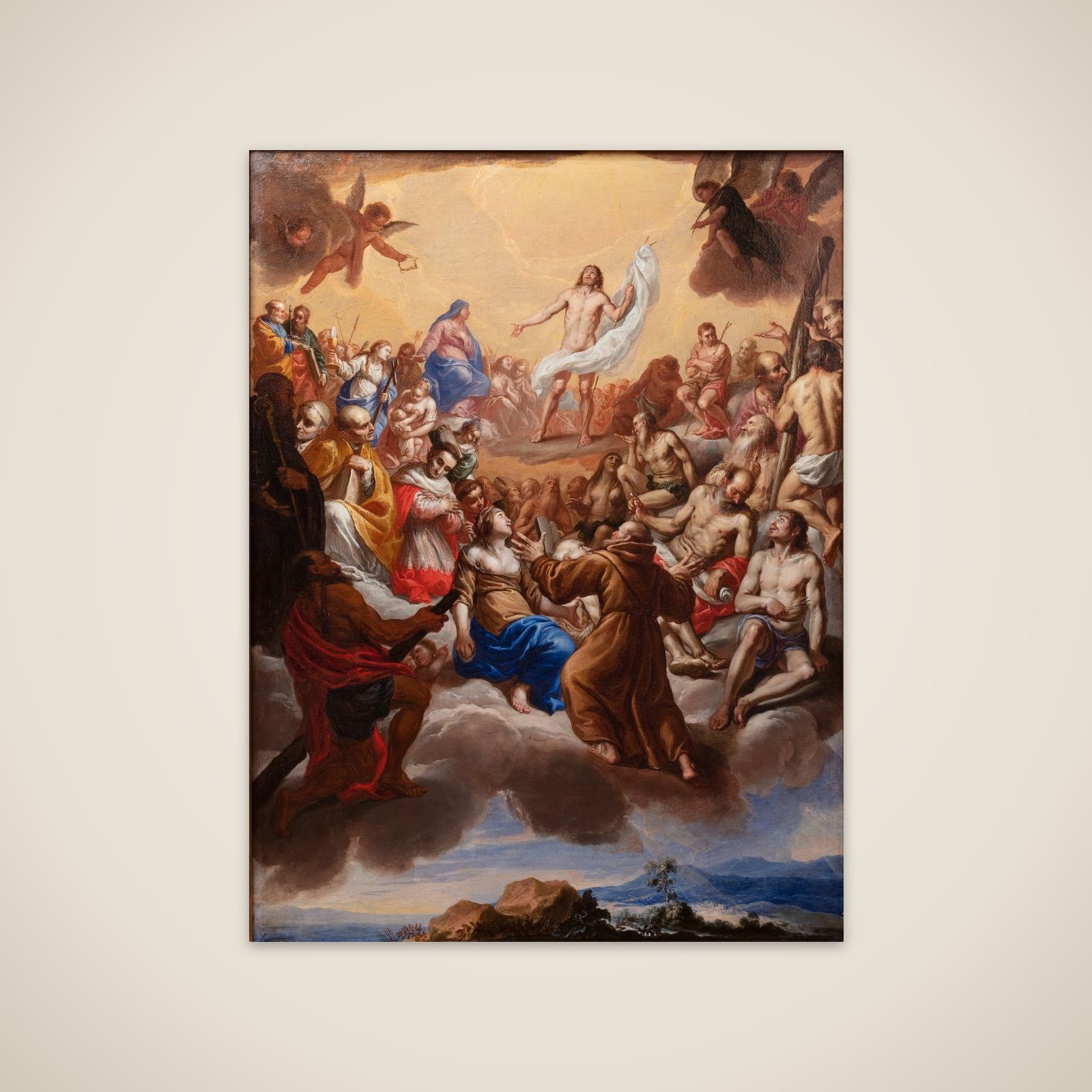 Kristi forherligelse omgivet af helgener unframed print