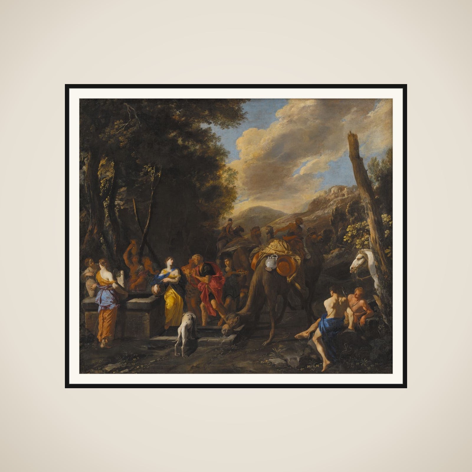 Rebecca og Eliezer ved brønden framed
