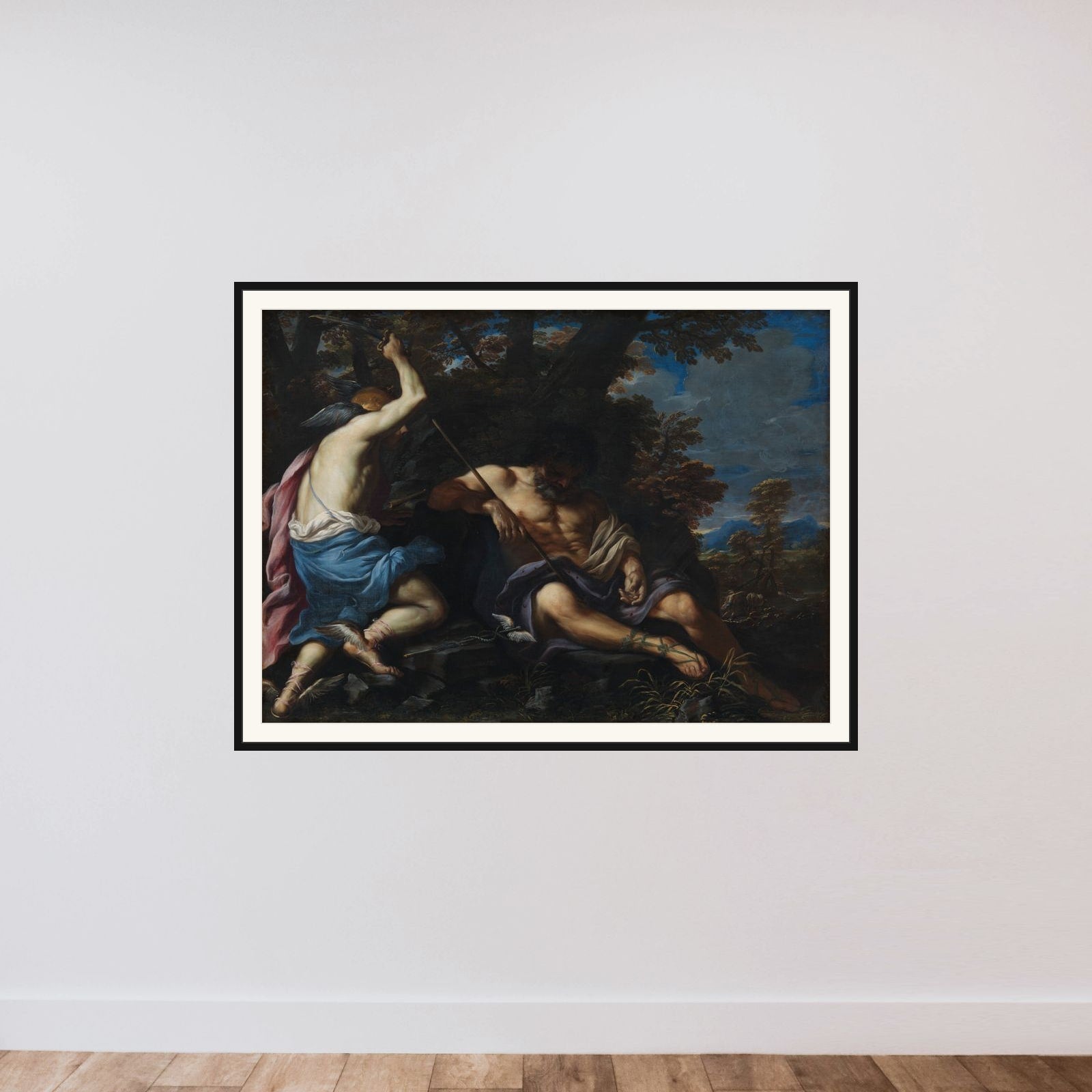 Merkur dræber Argus framed — shown to scale