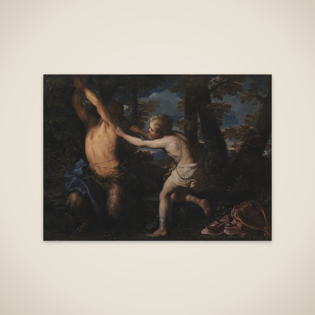 Apollon flår huden af Marsyas unframed print