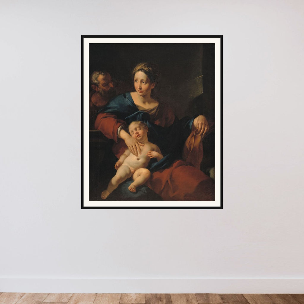 Den hellige Familie framed — shown to scale