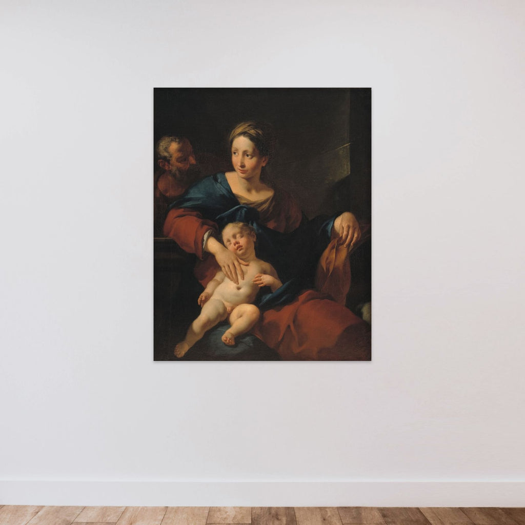 Den hellige Familie unframed — shown to scale