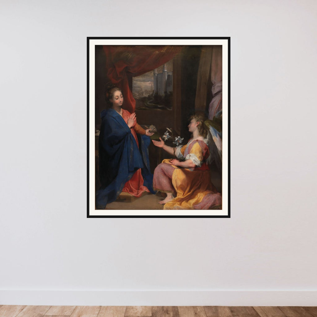 Jomfru Marias bebudelse framed — shown to scale
