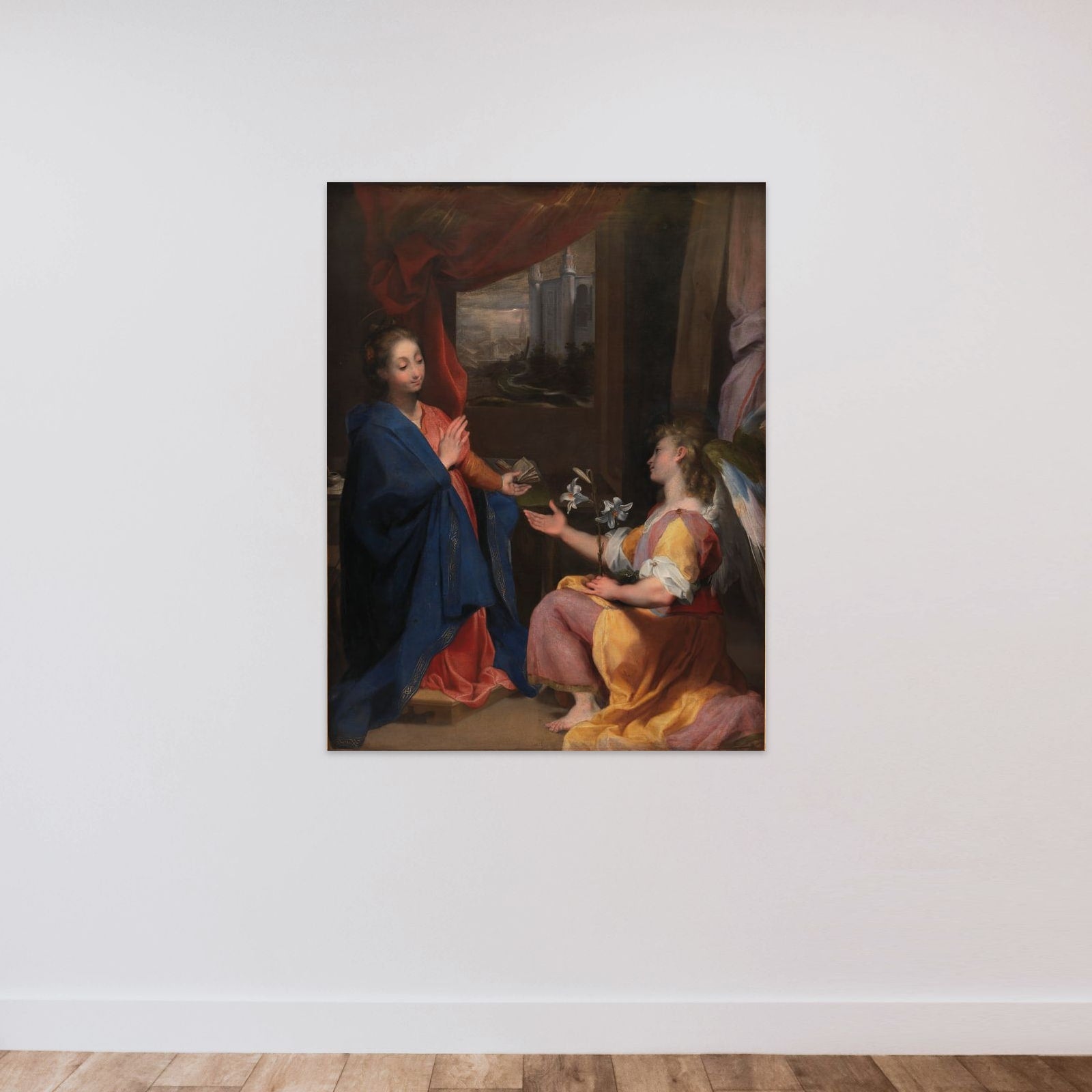 Jomfru Marias bebudelse unframed — shown to scale