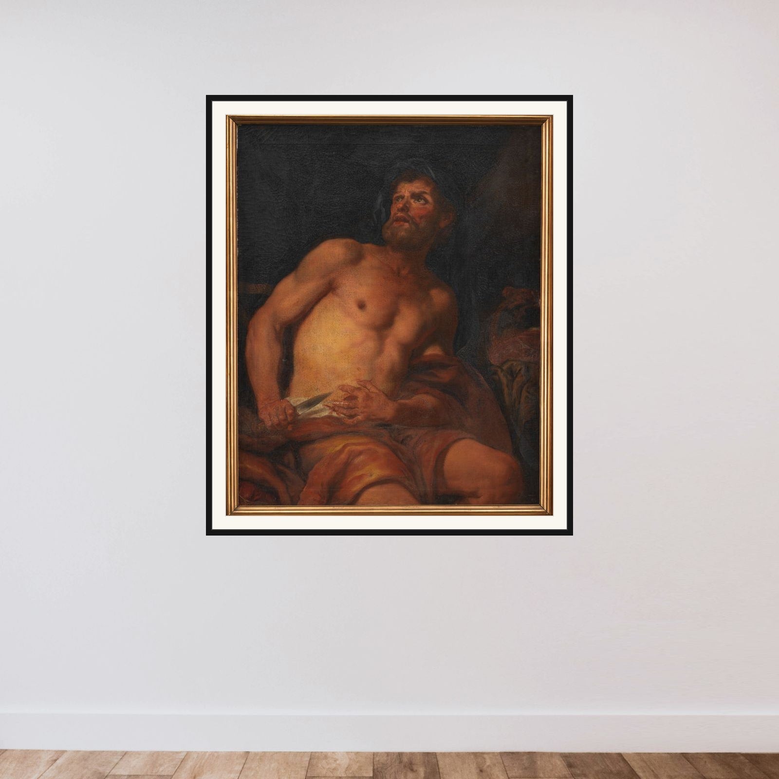 Den yngre Catos død framed — shown to scale