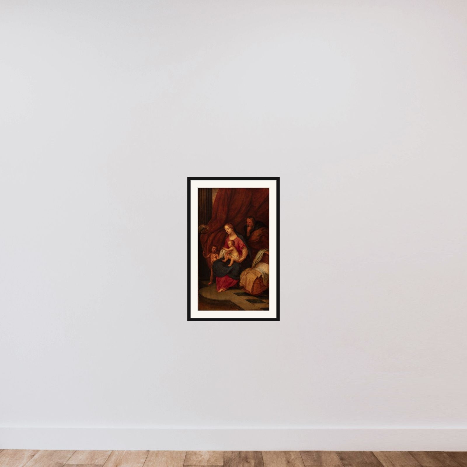 Den hellige familie framed — shown to scale