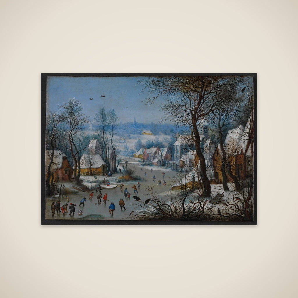 Vinterlandskab med fuglefælde og flugten til Egypten unframed print