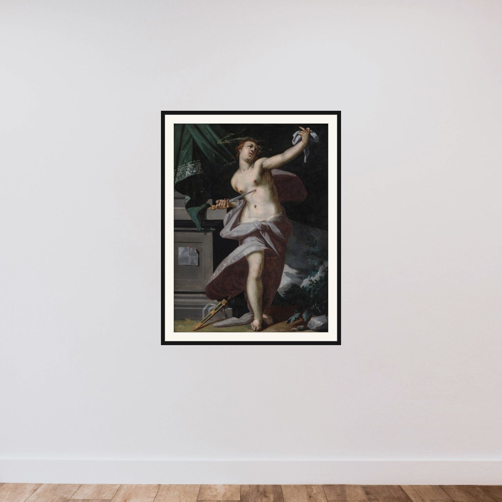 Lukretias selvmord framed — shown to scale