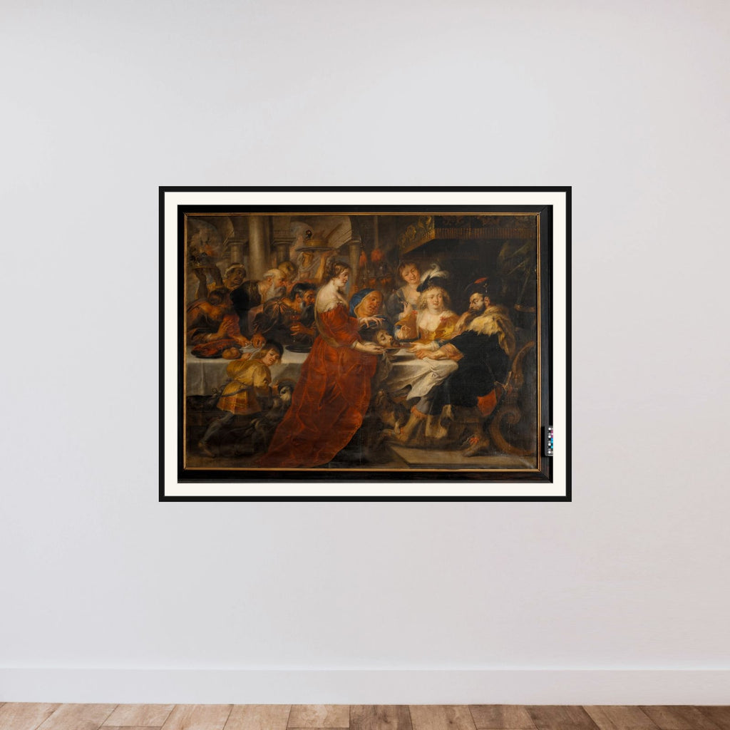 Salome bringer Johannes' hoved framed — shown to scale