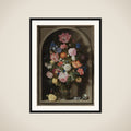 Blomsterbuket i en stenniche framed