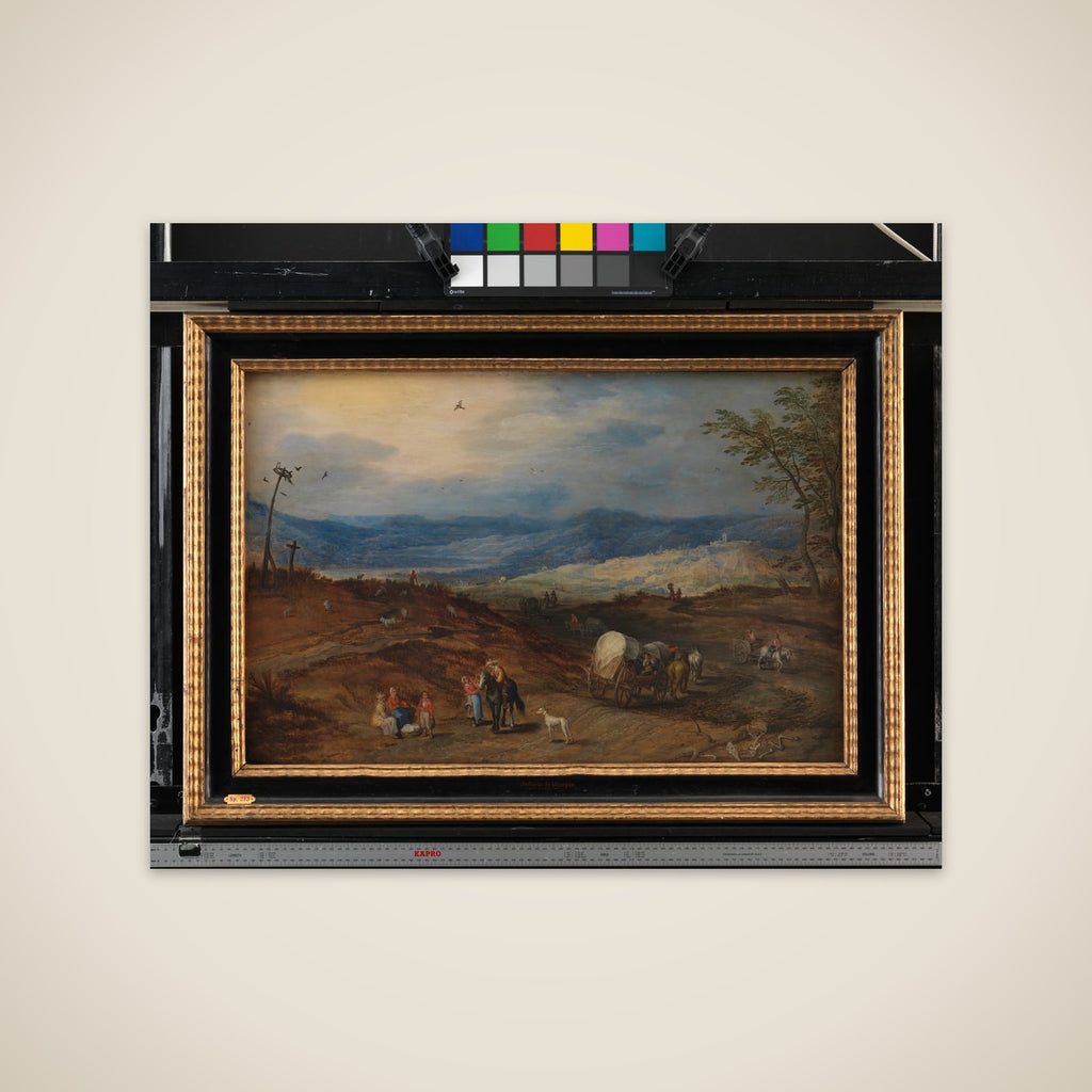 Landskab med vej forbi et rettersted unframed print
