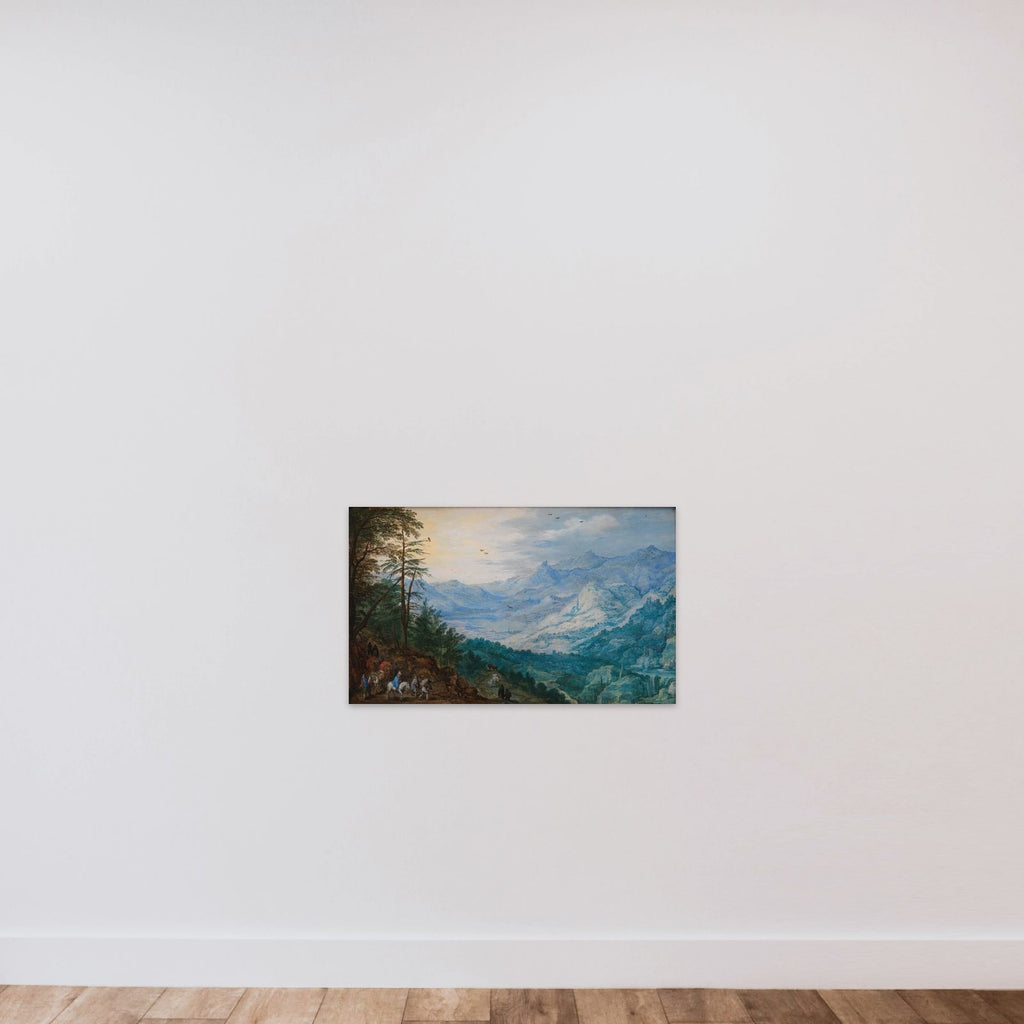 Bjerglandskab unframed — shown to scale