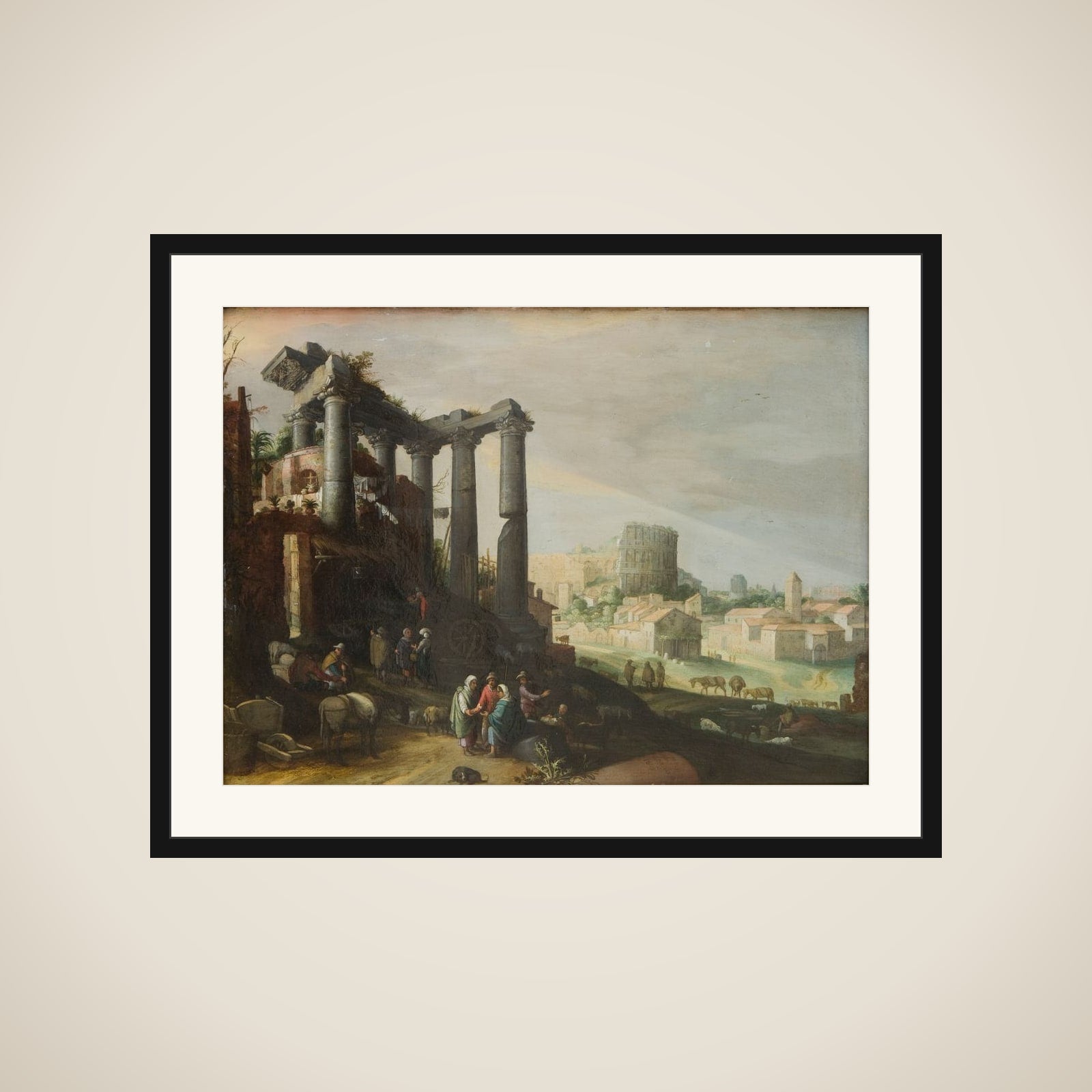 Landskab med Campo Vaccino i Rom framed