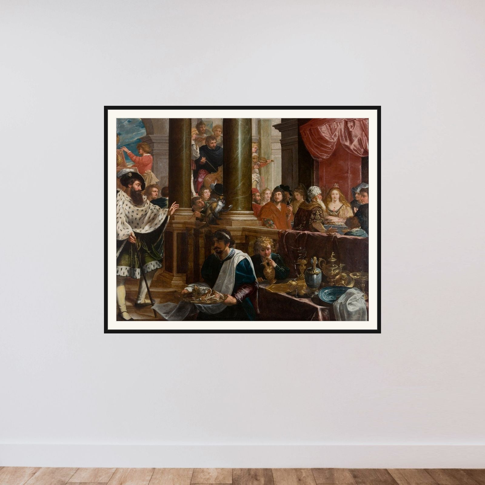 Et gæstebud framed — shown to scale