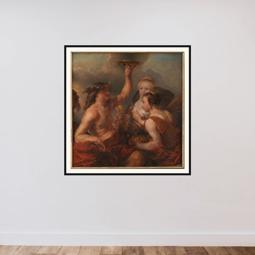 Bacchus, Ceres og Venus framed — shown to scale