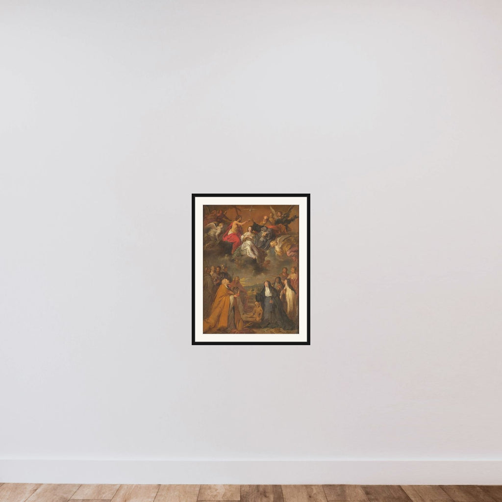 Jomfru Marias himmelkroning framed — shown to scale