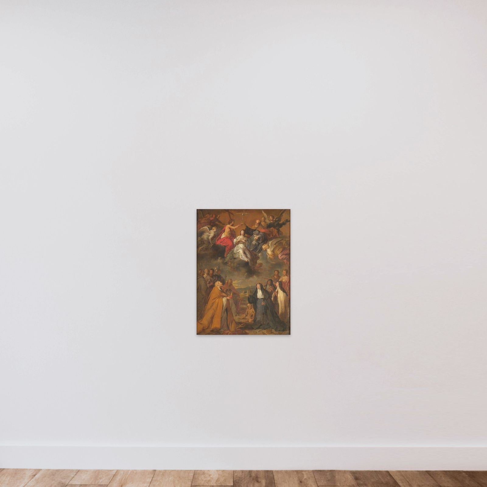 Jomfru Marias himmelkroning unframed — shown to scale