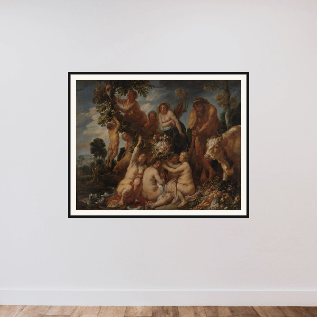 Achelous overvundet af Herkules. Overflødighedshornets oprindelse. (Allegori på frugtbarheden) framed — shown to scale