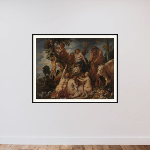 Achelous overvundet af Herkules. Overflødighedshornets oprindelse. (Allegori på frugtbarheden) framed — shown to scale