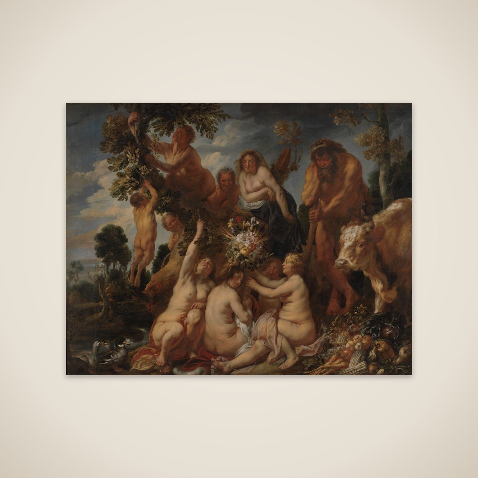Achelous overvundet af Herkules. Overflødighedshornets oprindelse. (Allegori på frugtbarheden) unframed print