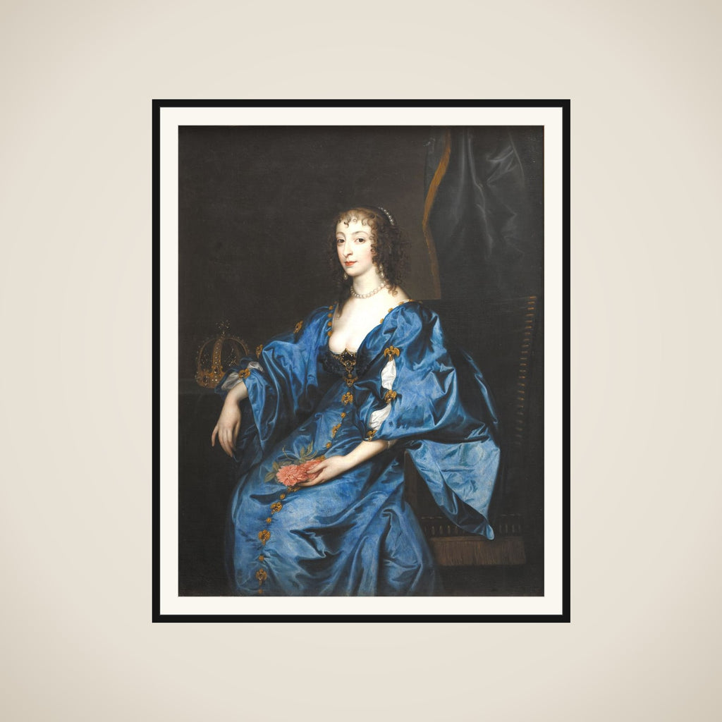 Portræt af dronning Henriette, kong Carl den førstes gemalinde framed