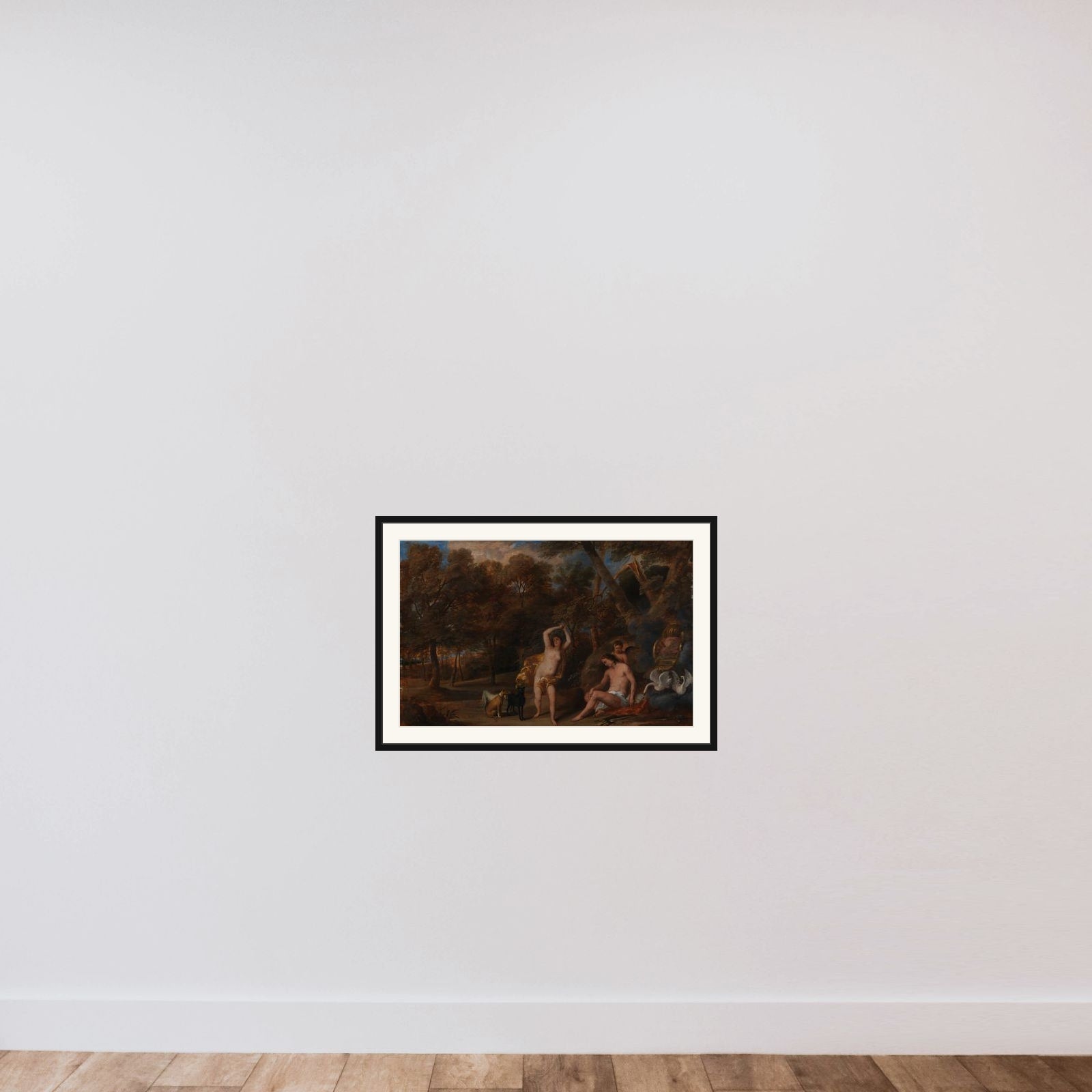 Venus begræder den døde Adonis framed — shown to scale