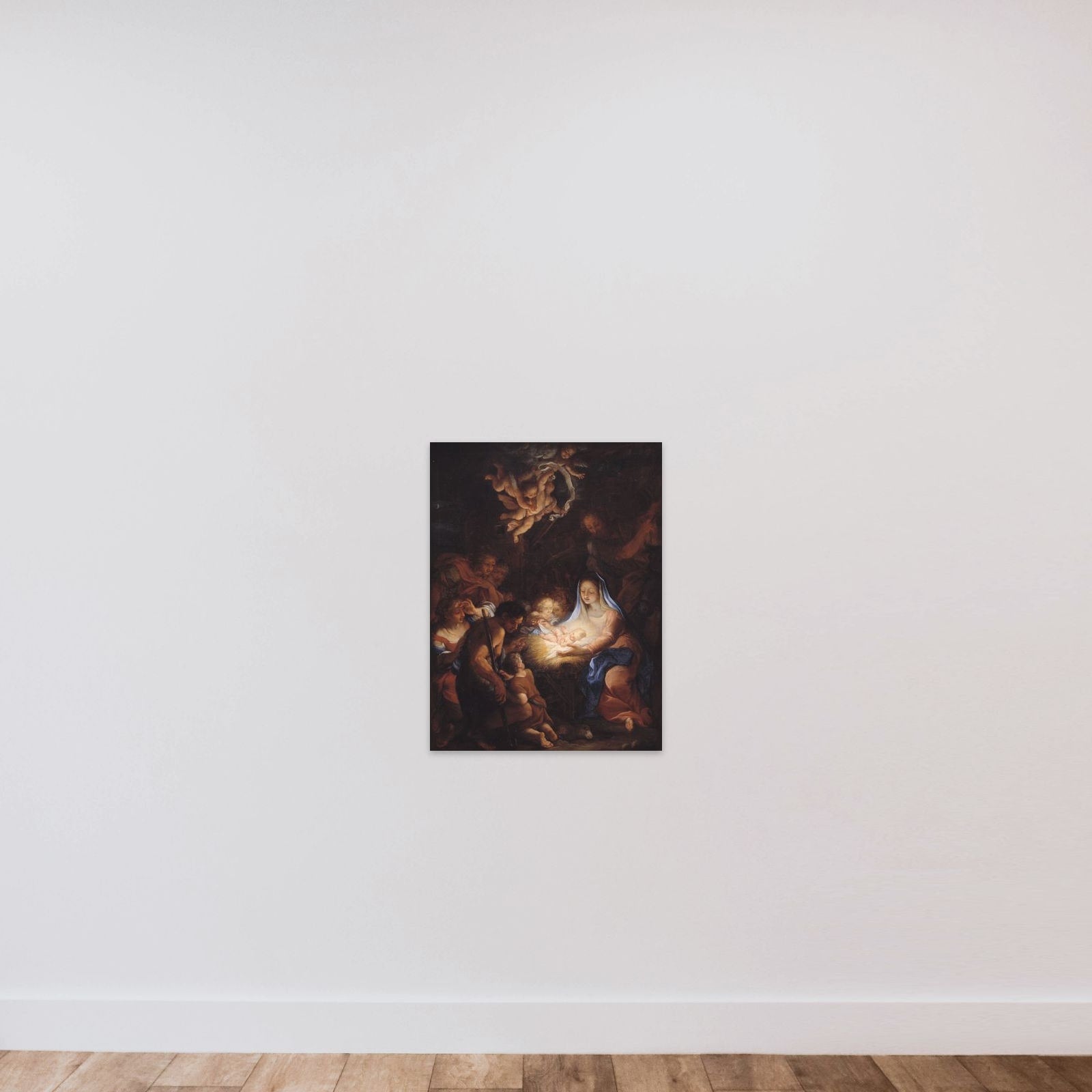 Hyrdernes tilbedelse unframed — shown to scale
