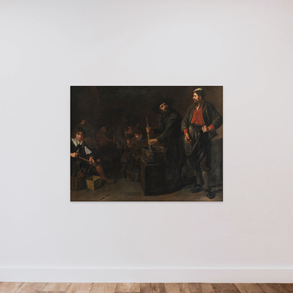 En glas-koralfabrik unframed — shown to scale