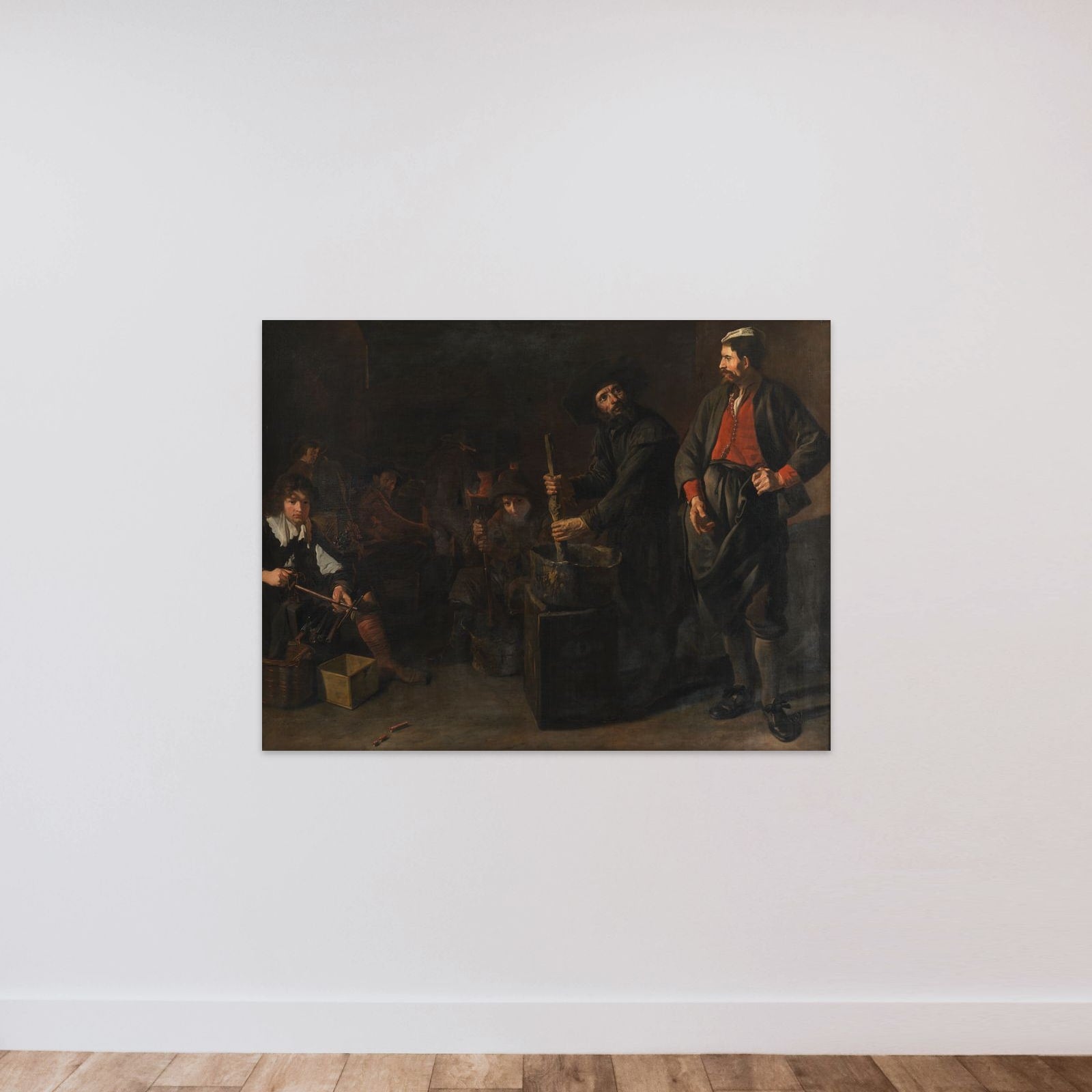 En glas-koralfabrik unframed — shown to scale