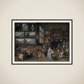 Et billedgalleri med en kunstner, der maler en kvinde og en pige. Allegori over malerkunsten framed