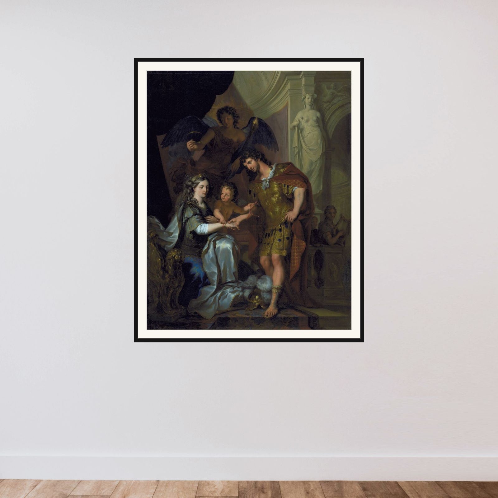Alexander og Roxanes bryllup (?) framed — shown to scale