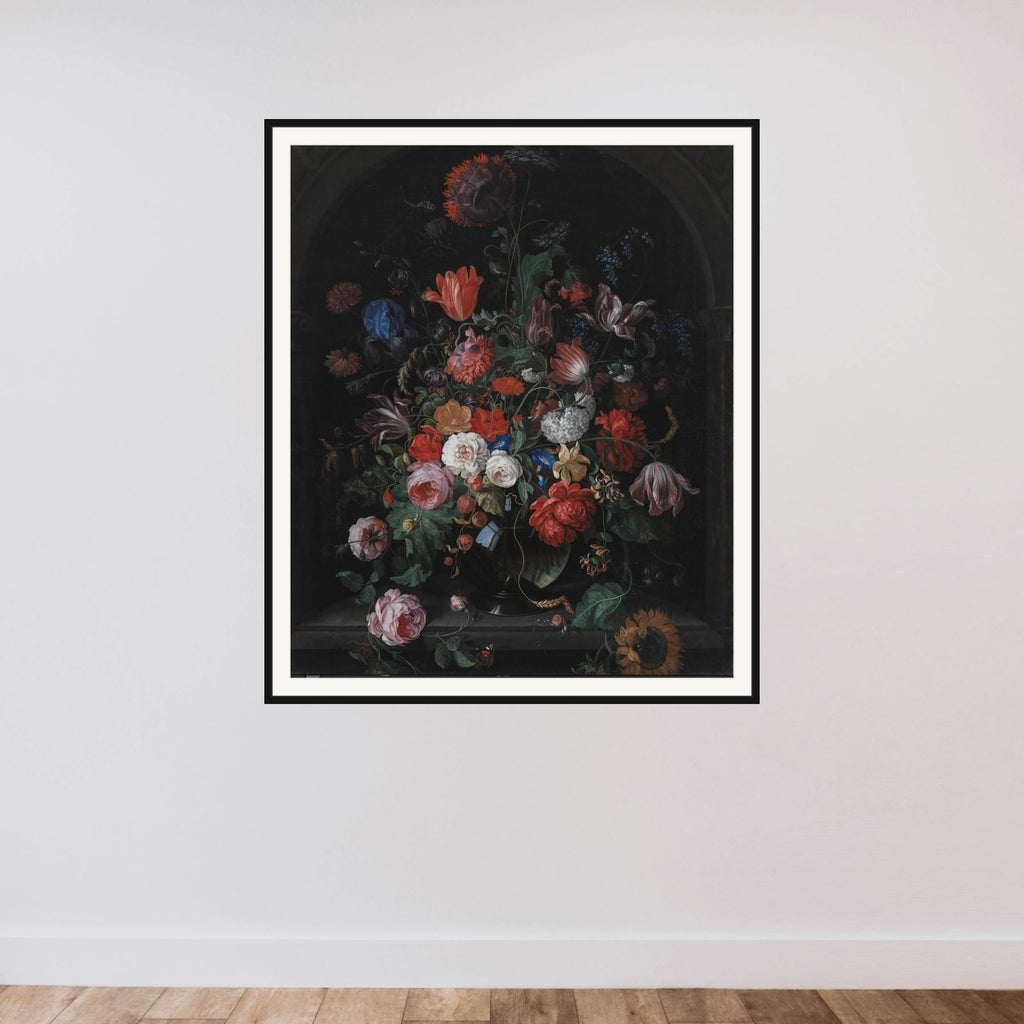 Blomsterstykke framed — shown to scale