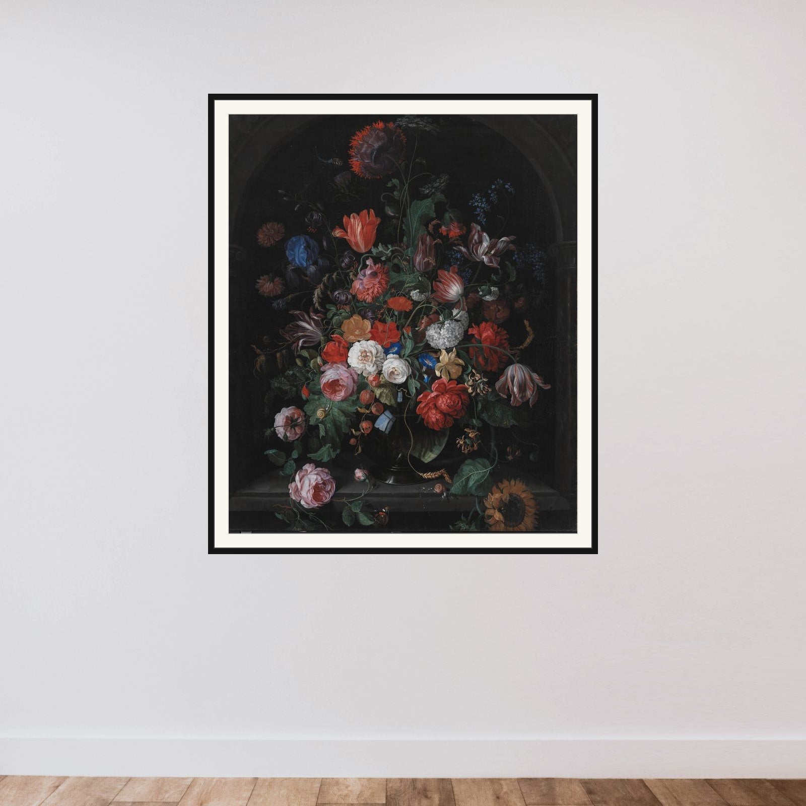 Blomsterstykke framed — shown to scale