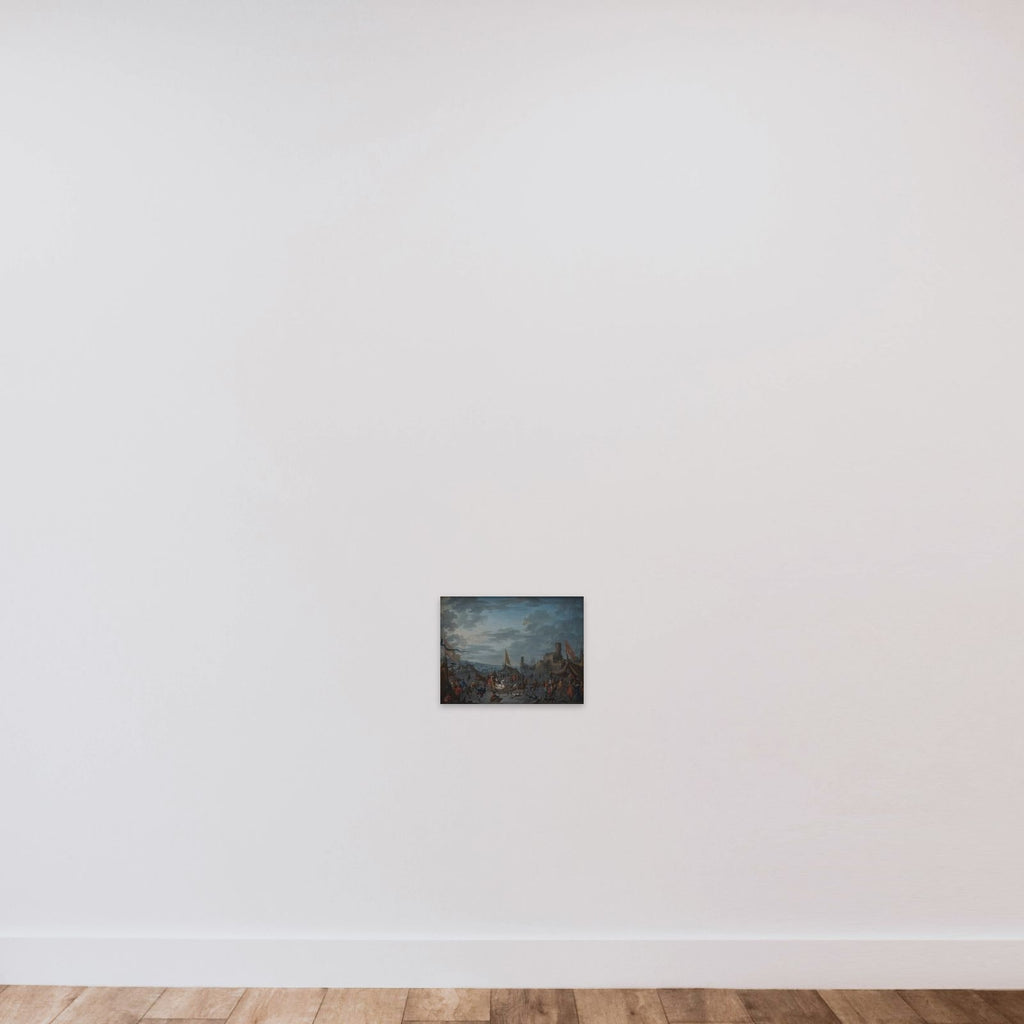 Landskab med kaner og skøjteløbere på isen unframed — shown to scale