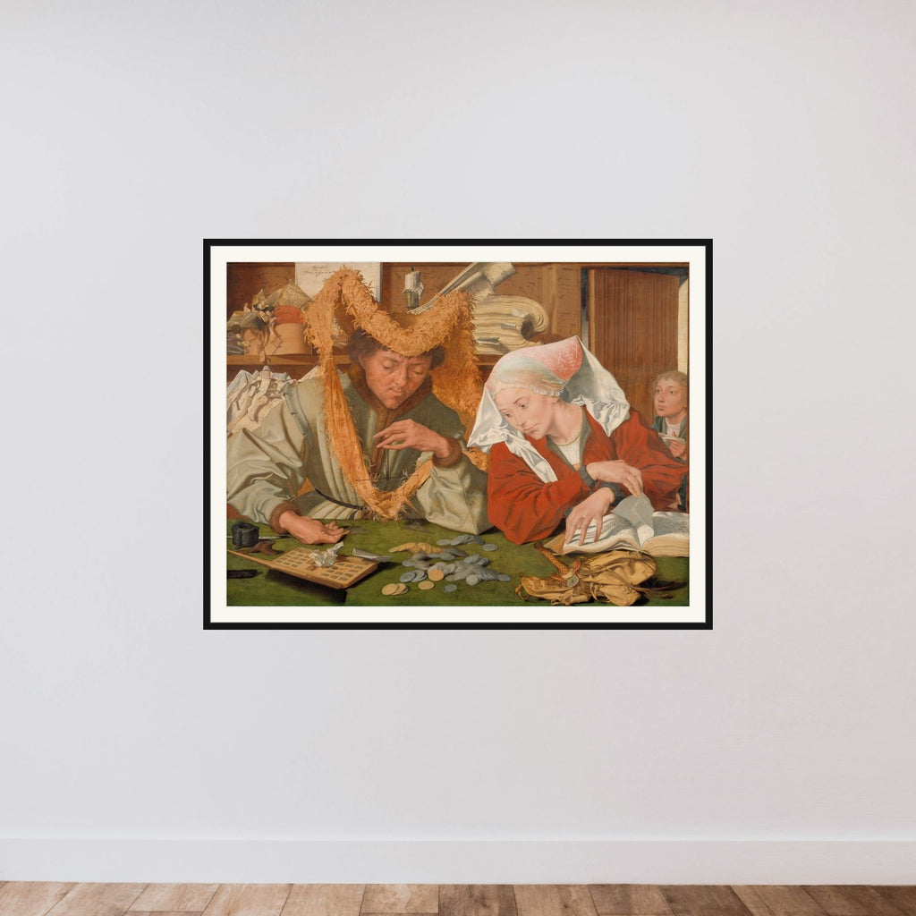 Købmanden med sin kone framed — shown to scale