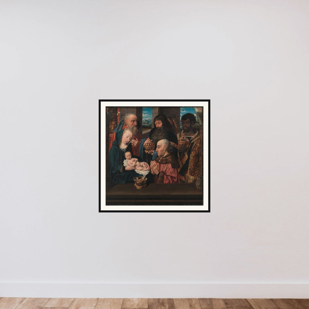 Kongernes tilbedelse framed — shown to scale