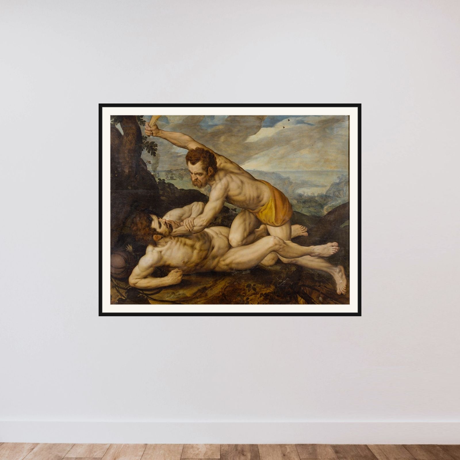 Kain og Abel framed — shown to scale