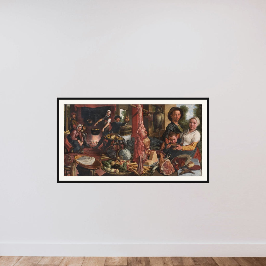 Det fede køkken. En allegori. ("Voluptas Carnis") framed — shown to scale