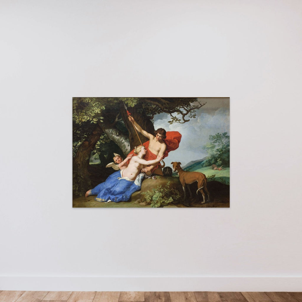 Venus og Adonis unframed — shown to scale