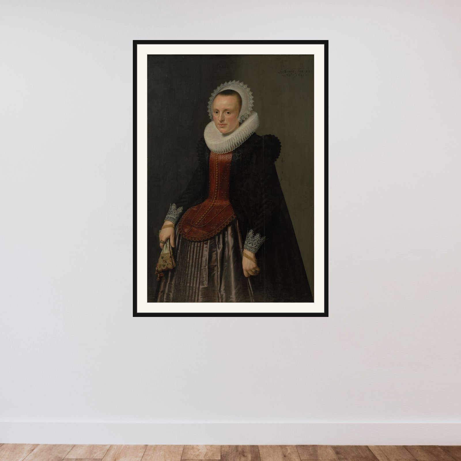 Dameportræt framed — shown to scale