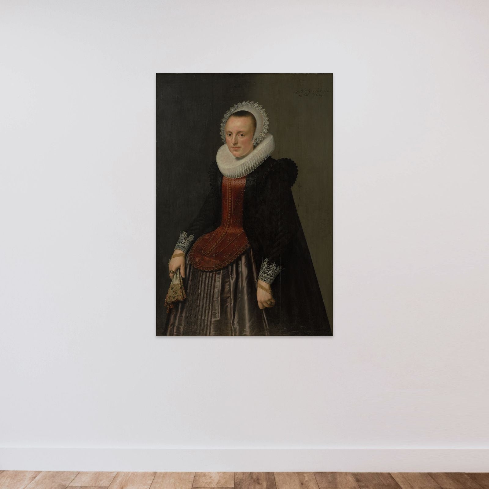 Dameportræt unframed — shown to scale