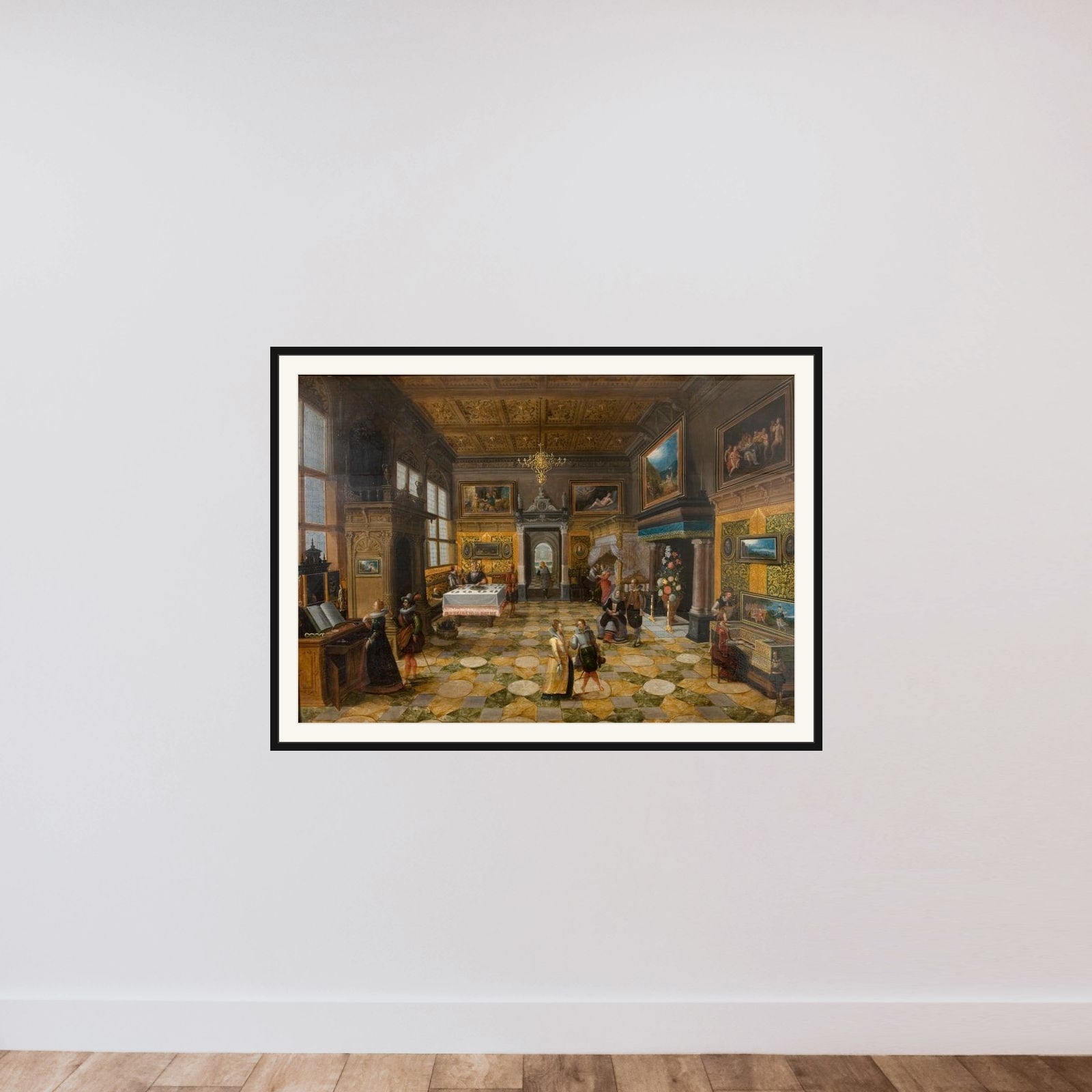 Selskabsstykke framed — shown to scale