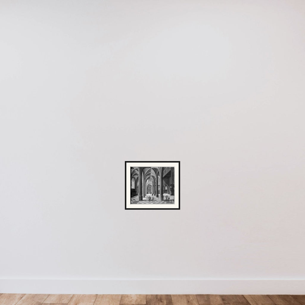 Kirkeinteriør framed — shown to scale