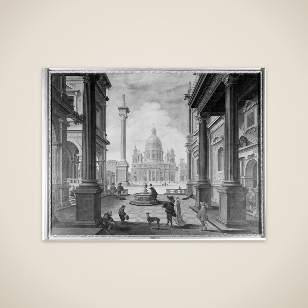 Pladsen foran en pragtfuld kirke unframed print