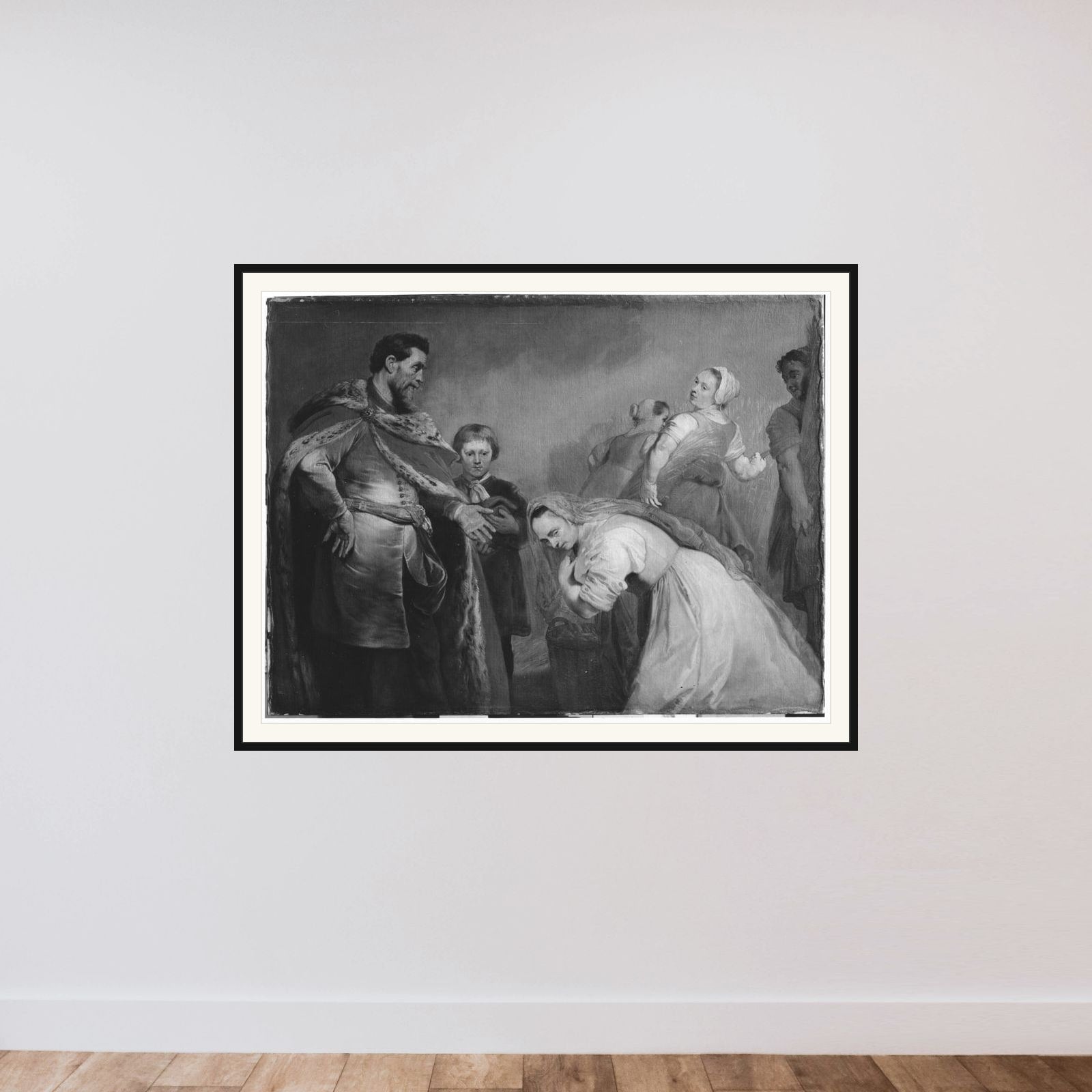 Boas og Ruth framed — shown to scale