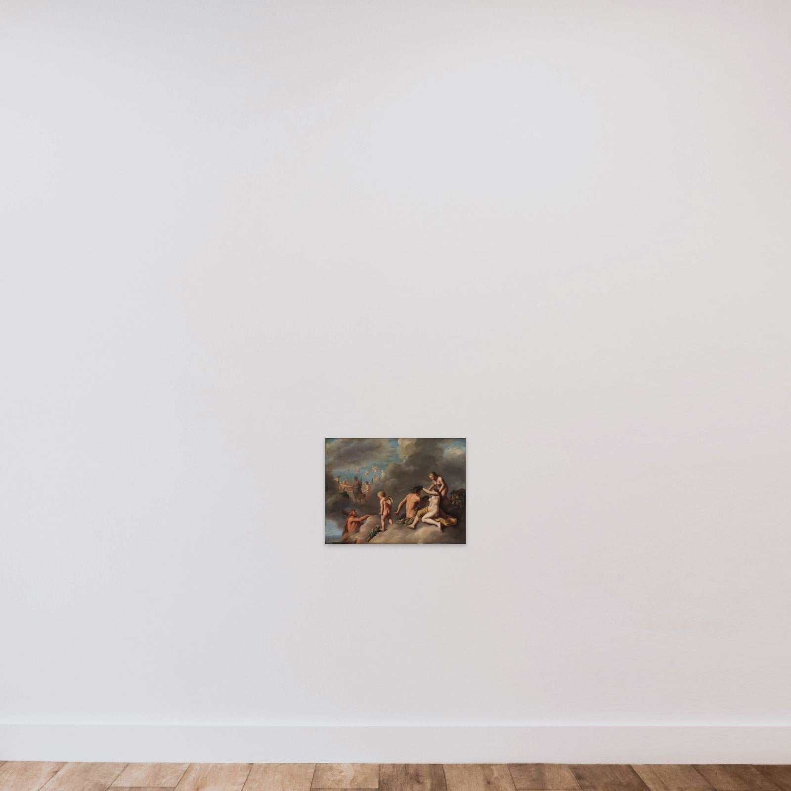 En gudeforsamling unframed — shown to scale